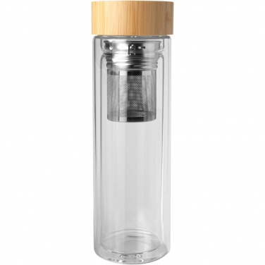 Logotrade promotional products photo of: Bailey 400 ml borsilicate glass infuser bottle with bamboo lid