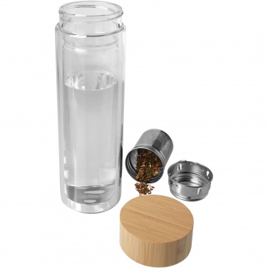 Logo trade corporate gift photo of: Bailey 400 ml borsilicate glass infuser bottle with bamboo lid
