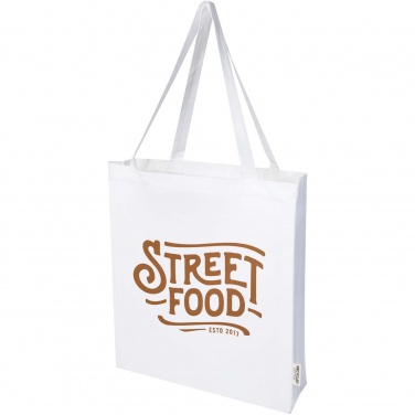 Logo trade business gifts image of: Madras 140 g/m² GRS recycled cotton gusset tote bag