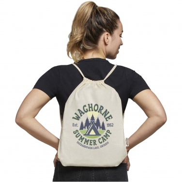 Logo trade promotional gift photo of: Oregon 140 g/m² GRS recycled cotton drawstring bag