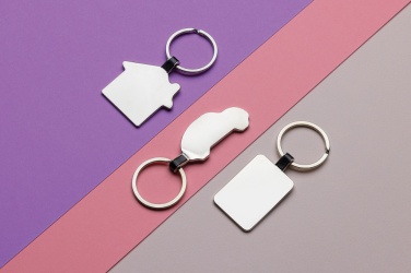 Logo trade promotional giveaways picture of: RCS recycled zinc alloy rectangle keyring