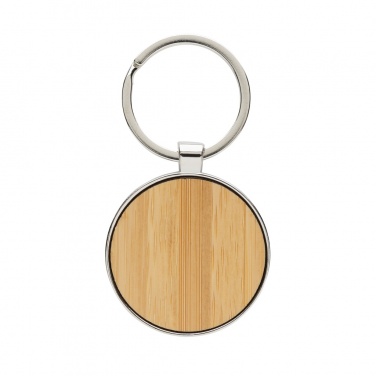 Logo trade promotional giveaways picture of: RCS recycled zinc alloy round keychain with bamboo
