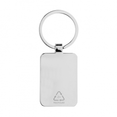 Logo trade promotional giveaways picture of: RCS recycled zinc alloy rectangle keychain with bamboo