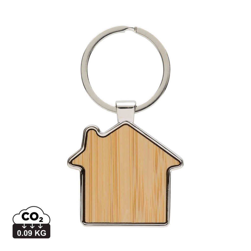 Logotrade promotional giveaways photo of: RCS recycled zinc alloy house keychain with bamboo