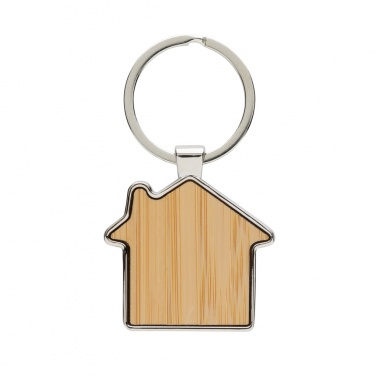 Logotrade promotional product image of: RCS recycled zinc alloy house keychain with bamboo