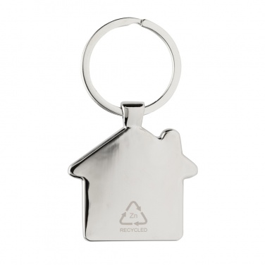Logo trade promotional gift photo of: RCS recycled zinc alloy house keychain with bamboo