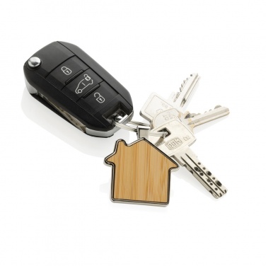 Logotrade business gifts photo of: RCS recycled zinc alloy house keychain with bamboo