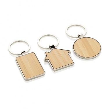 Logo trade promotional item photo of: RCS recycled zinc alloy house keychain with bamboo