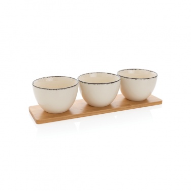 Logo trade promotional merchandise photo of: Ukiyo 3pc serving bowl set with bamboo tray