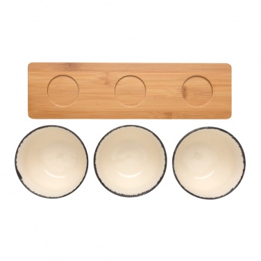 Logo trade promotional products picture of: Ukiyo 3pc serving bowl set with bamboo tray