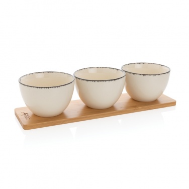 Logotrade advertising products photo of: Ukiyo 3pc serving bowl set with bamboo tray