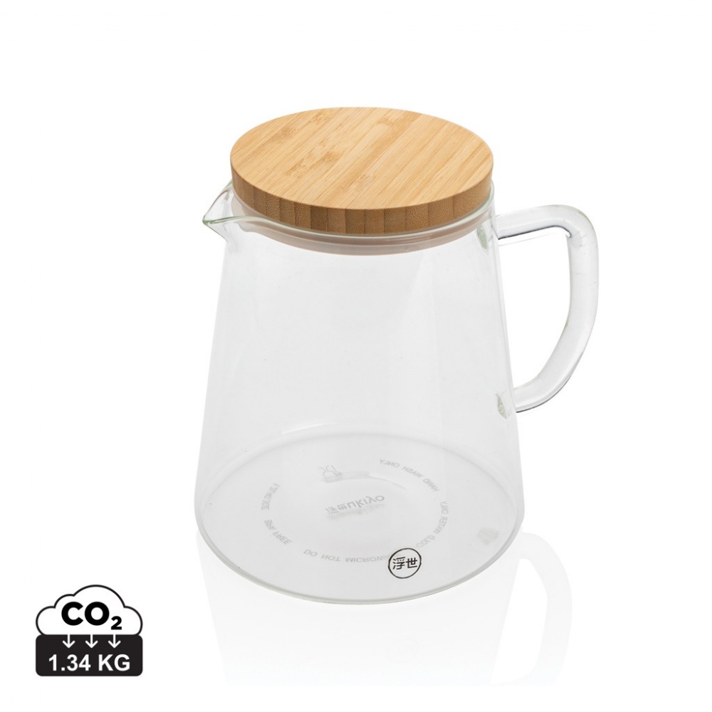 Logotrade promotional merchandise image of: Ukiyo borosilicate glass carafe with bamboo lid 1.2L