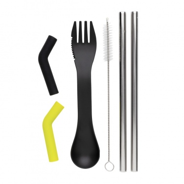 Logo trade corporate gifts picture of: Tierra 2pcs straw and cutlery set in pouch
