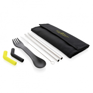 Logotrade promotional items photo of: Tierra 2pcs straw and cutlery set in pouch