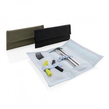 Logotrade promotional item image of: Tierra 2pcs straw and cutlery set in pouch