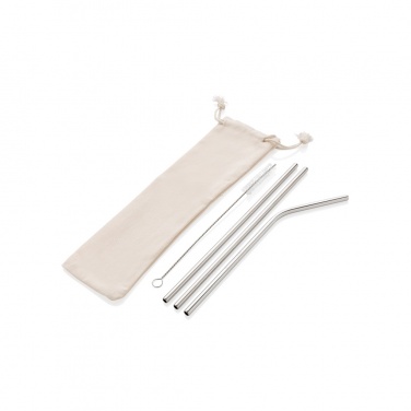 Logo trade promotional merchandise picture of: Reusable stainless steel 3 pcs straw set