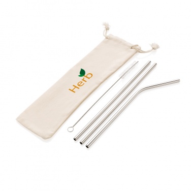 Logo trade promotional products picture of: Reusable stainless steel 3 pcs straw set
