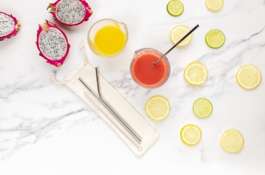 Logo trade promotional gifts picture of: Reusable stainless steel 3 pcs straw set