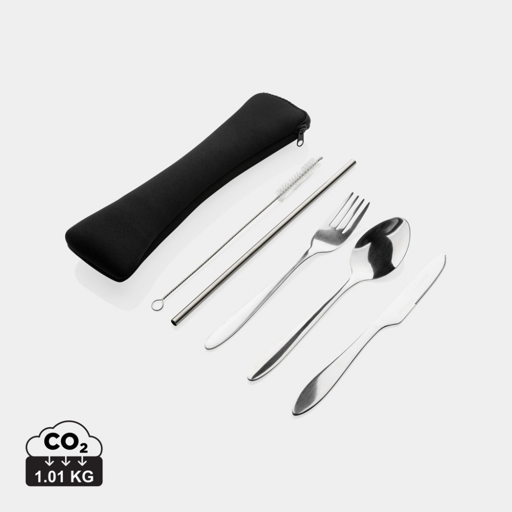 Logotrade promotional item image of: 4 PCS stainless steel re-usable cutlery set