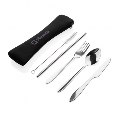 Logo trade promotional giveaway photo of: 4 PCS stainless steel re-usable cutlery set