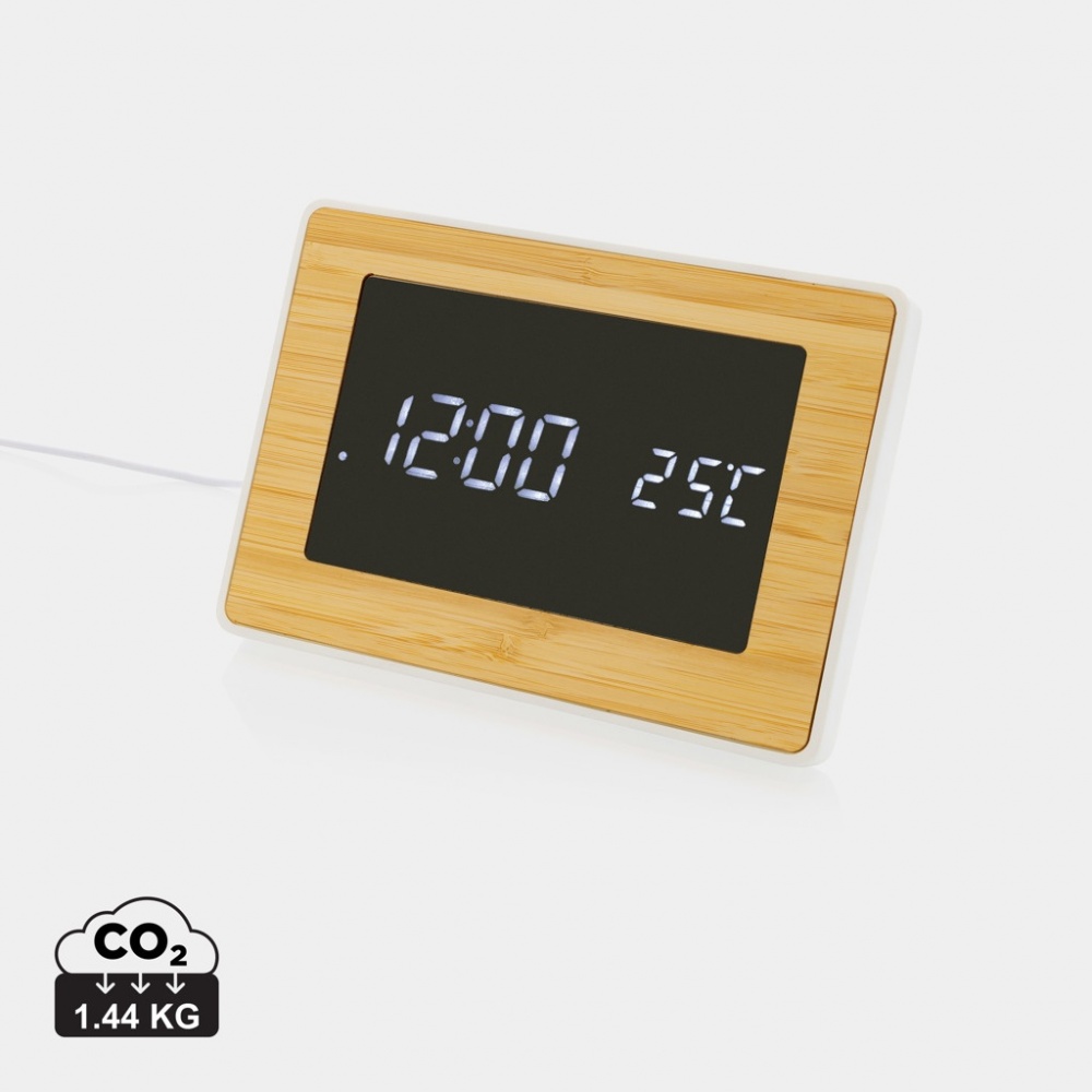 Logotrade advertising products photo of: Utah RCS recycled plastic and bamboo LED clock