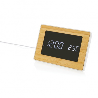 Logo trade promotional giveaway photo of: Utah RCS recycled plastic and bamboo LED clock