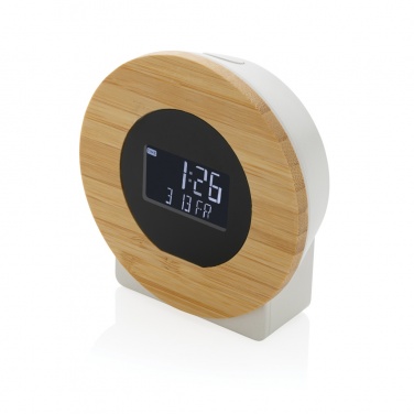 Logo trade corporate gifts image of: Utah RCS rplastic and bamboo LCD desk clock