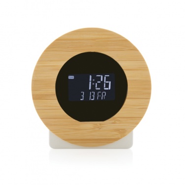 Logotrade promotional item image of: Utah RCS rplastic and bamboo LCD desk clock