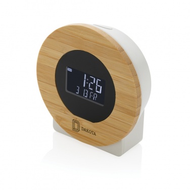 Logo trade promotional merchandise photo of: Utah RCS rplastic and bamboo LCD desk clock