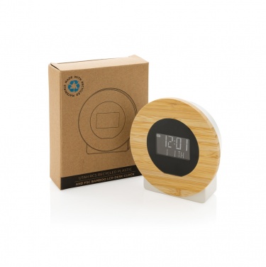 Logo trade promotional giveaways image of: Utah RCS rplastic and bamboo LCD desk clock