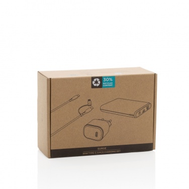 Logotrade promotional product image of: Surge RCS recyled PET 20W type C 3 pcs charging set
