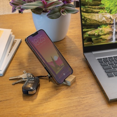 Logotrade promotional gift image of: Standkey bamboo keychain phone stand