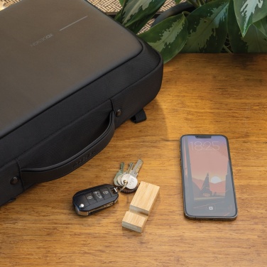 Logotrade promotional product image of: Standkey bamboo keychain phone stand