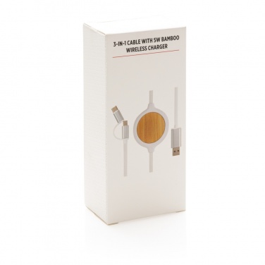 Logotrade promotional merchandise image of: 3-in-1 cable with 5W bamboo wireless charger