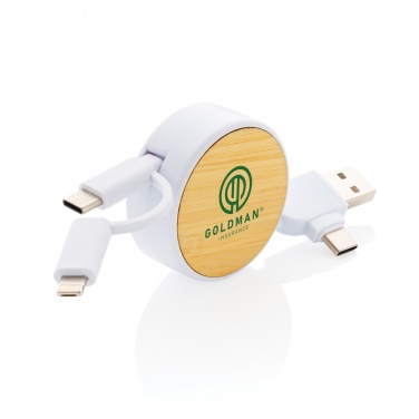 Logotrade promotional item picture of: RCS recycled plastic Ontario 6-in-1 retractable cable