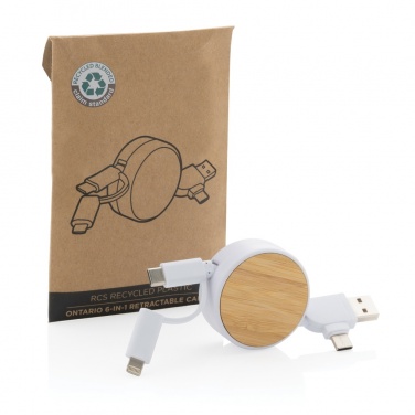 Logo trade corporate gift photo of: RCS recycled plastic Ontario 6-in-1 retractable cable