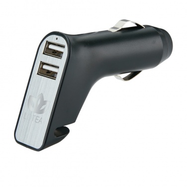 Logo trade promotional giveaways image of: Dual port car charger with belt cutter and hammer
