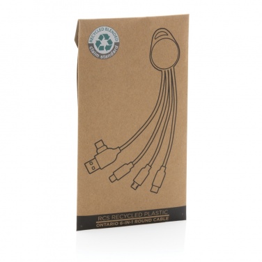 Logotrade promotional gift picture of: RCS recycled plastic Ontario 6-in-1 round cable