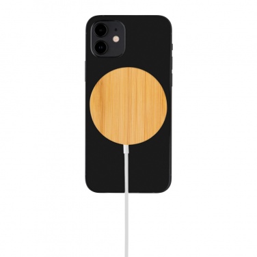 Logo trade promotional item photo of: 10W bamboo magnetic wireless charger
