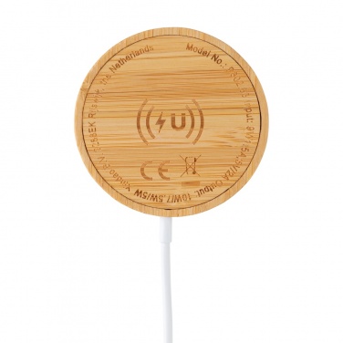 Logotrade promotional product picture of: 10W bamboo magnetic wireless charger