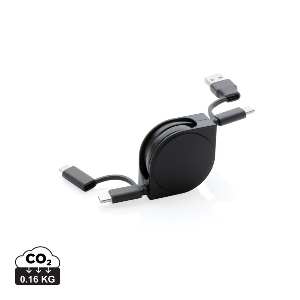 Logo trade promotional products image of: RCS standard recycled plastic and TPE 6-in-1 cable