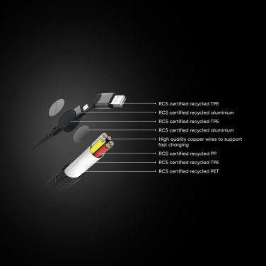 Logotrade corporate gift picture of: Oakland RCS recycled plastic 6-in-1 fast charging 45W cable