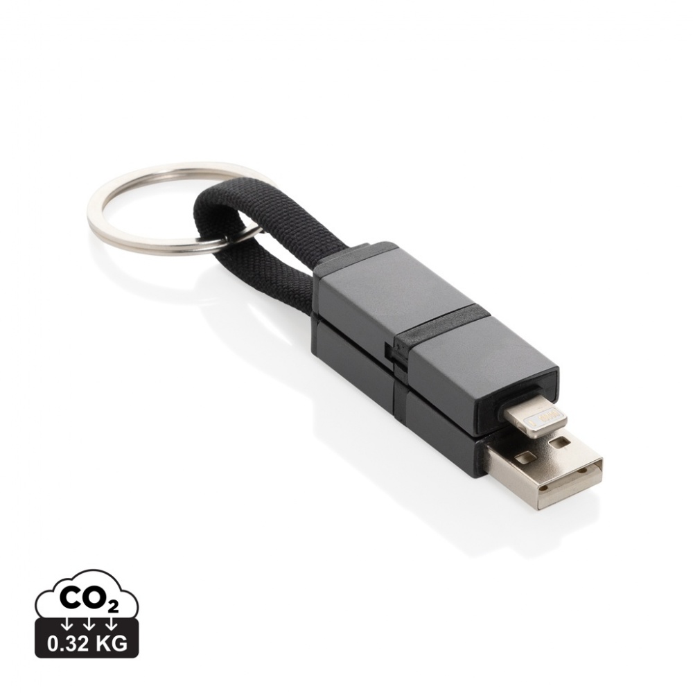 Logo trade promotional item photo of: Terra recycled aluminum 4 in 1 60W fast charging cable