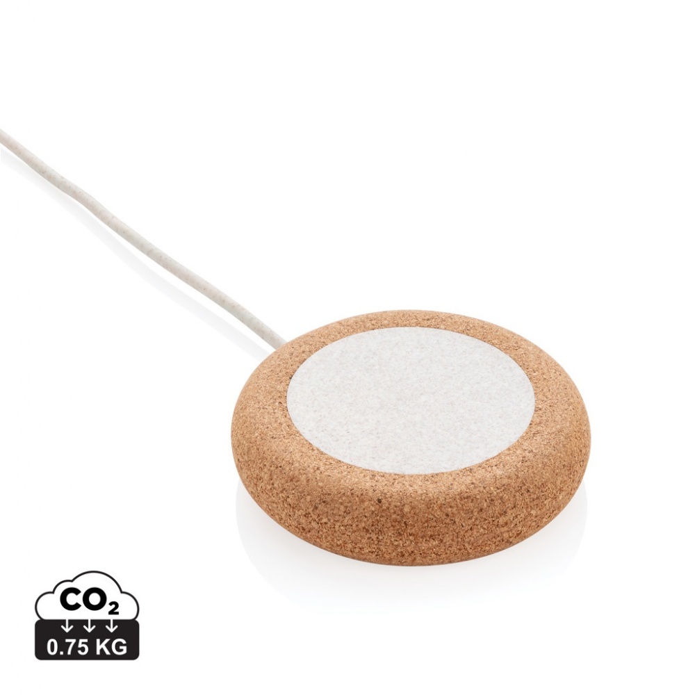 Logo trade promotional merchandise picture of: Cork and Wheat 5W wireless charger