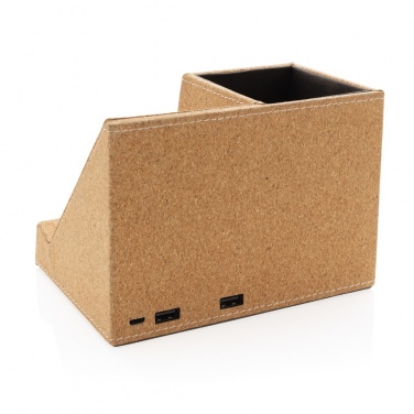 Logo trade promotional item photo of: Cork pen holder and 5W wireless charger