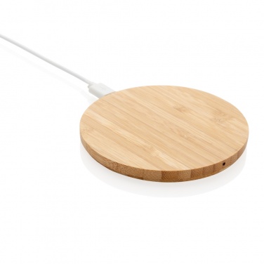 Logotrade promotional gift image of: Bamboo 5W round wireless charger