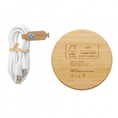Logo trade promotional product photo of: Bamboo 5W round wireless charger
