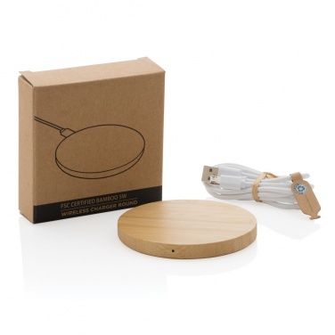 Logotrade promotional merchandise photo of: Bamboo 5W round wireless charger