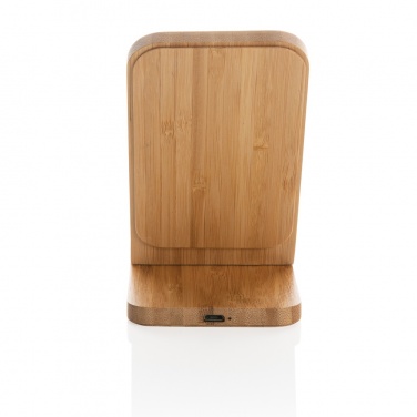 Logo trade promotional gifts image of: Bamboo 5W wireless charging stand