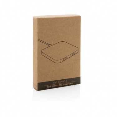Logotrade promotional item image of: Bamboo 10W wireless charger with USB